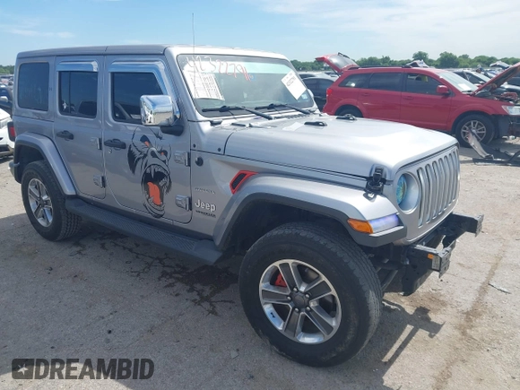 2018 Jeep Wrangler Unlimited Sahara with VIN 1C4HJXEG4JW115522, listed as a IAAI auction lot 42322791 with 68,409 mi miles and . Bid and sale history available at DreamBid. Image 1.