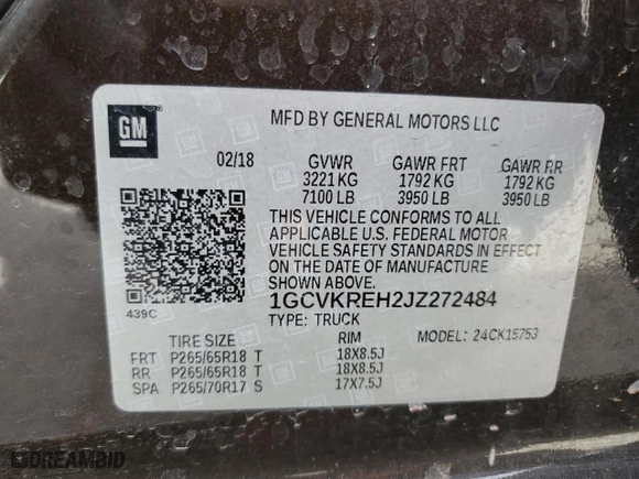 2018 Chevrolet Silverado 1500 LT with VIN 1GCVKREH2JZ272484, listed as a Copart auction lot 50467195 with 92,732 mi miles and Salvage Title. Bid and sale history available at carsss.com. Image 12.