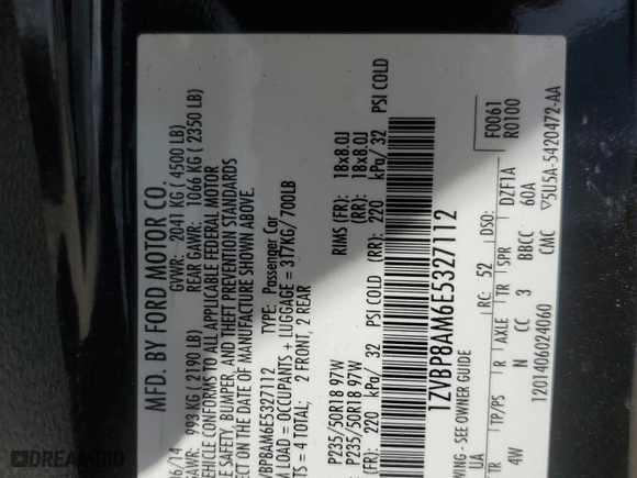 2014 Ford Mustang V6 with VIN 1ZVBP8AM6E5327112, listed as a Copart auction lot 47880745 with 121,512 mi miles and Salvage Title. Bid and sale history available at carsss.com. Image 12.