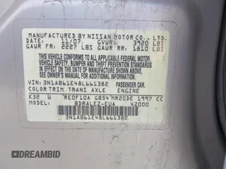 2008 Nissan Sentra S with VIN 3N1AB61E48L661382, listed as a IAAI auction lot 42104551 with 187,914 mi miles and . Bid and sale history available at DreamBid. Image 9.