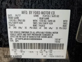 2017 Ford Edge Titanium z VIN 2FMPK4K8XHBB89684, wystawiony jako Copart lot #47852475 z przebiegiem 45 993 mil mil oraz Szkoda całkowita • Salvage title. Historia ofert i sprzedaży dostępna na DreamBid. Obrazek 14.