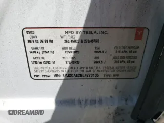 2020 Tesla Model X Long Range with VIN 5YJXCAE26LF270135, listed as a Copart auction lot 49711735 with Not Provided miles and Salvage Title. Bid and sale history available at carsss.com. Image 16.