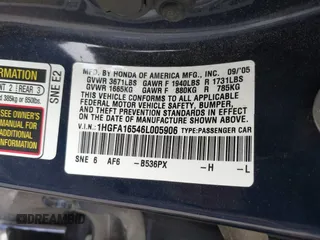 2006 Honda Civic LX with VIN 1HGFA16546L005906, listed as a IAAI auction lot 42182142 with 167,663 mi miles and . Bid and sale history available at DreamBid. Image 9.
