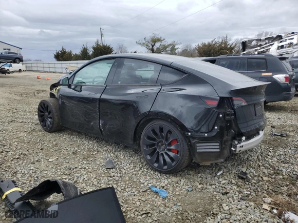2023 Tesla Model Y Performance with VIN 7SAYGDEF2PF762649, listed as a Copart auction lot 45608535 with NaN miles and Salvage Title. Bid and sale history available at carsss.com. Image 2.
