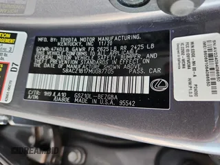 2021 Lexus ES 350 with VIN 58ACZ1B17MU087705, listed as a Copart auction lot 59270375 with 40,846 mi miles and Salvage title. Bid and sale history available at DreamBid. Image 13.