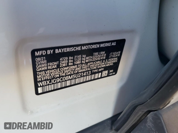 2021 BMW X1 xDrive28i with VIN WBXJG9C08M5U21413, listed as a Copart auction lot 49733935 with 44,220 mi miles and Salvage Title. Bid and sale history available at carsss.com. Image 14.