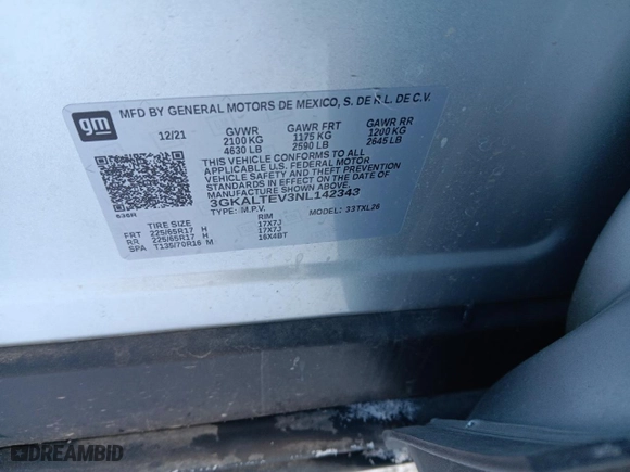 2022 GMC Terrain SLE with VIN 3GKALTEV3NL142343, listed as a Copart auction lot 46377995 with 14,846 mi miles and Salvage Title. Bid and sale history available at carsss.com. Image 12.