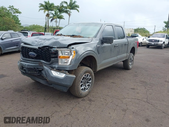 2021 Ford F-150 XL with VIN 1FTEW1EP0MFB94936, listed as a IAAI auction lot 41594393 with 57,033 mi miles. Bid and sale history available at carsss.com. Image 2.