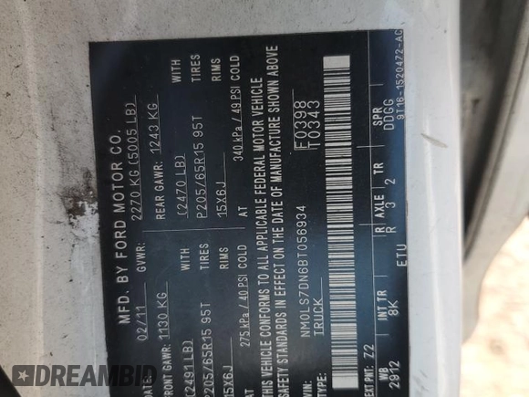 2011 Ford Transit Connect XLT z VIN NM0LS7DN6BT056934, wystawiony jako Copart lot #60698885 z przebiegiem 166 406 mil mil oraz Szkoda całkowita • Salvage title. Historia ofert i sprzedaży dostępna na DreamBid. Obrazek 13.