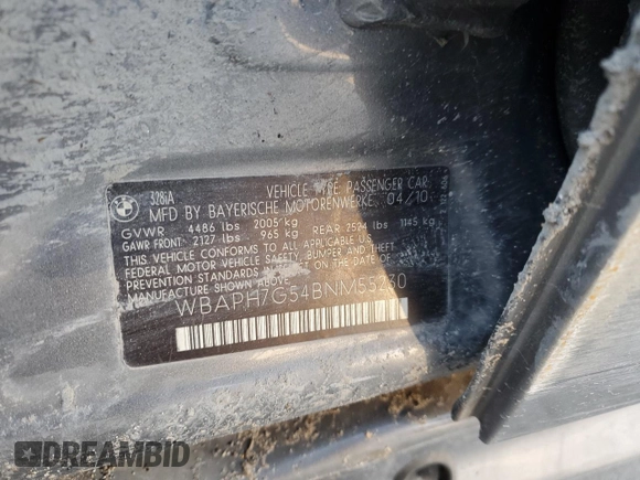 2011 BMW 3 Series 328i z VIN WBAPH7G54BNM55230, wystawiony jako Copart lot #52438875 z przebiegiem Nie podano mil oraz Szkoda całkowita • Salvage title. Historia ofert i sprzedaży dostępna na DreamBid. Obrazek 12.