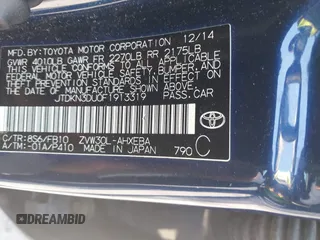 2015 Toyota Prius Four with VIN JTDKN3DU0F1913319, listed as a IAAI auction lot 42071760 with 132,190 mi miles. Bid and sale history available at carsss.com. Image 9.