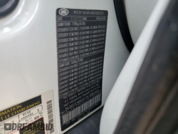 2018 Land Rover Range Rover Velar R-Dynamic SE with VIN SALYL2RX0JA736026, listed as a Copart auction lot 56858285 with 84,356 mi miles and Salvage title. Bid and sale history available at DreamBid. Image 14.