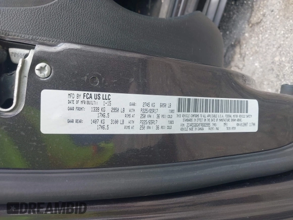 2015 Dodge Grand Caravan American Value with VIN 2C4RDGBGXFR682995, listed as a IAAI auction lot 41994708 with 142,725 mi miles and . Bid and sale history available at DreamBid. Image 9.