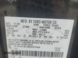 2008 Ford F-150 XLT с VIN 1FTPW14V38KE97568, выставлен на аукционе Copart как лот 53583495 с пробегом 144 641 миль миль и Списание • Salvage title. История ставок и продаж доступна на DreamBid. Изображение 12.