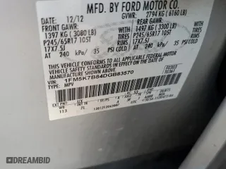 2013 Ford Explorer with VIN 1FM5K7B84DGB83570, listed as a Copart auction lot 79343753 with 174,189 mi miles and Salvage Title. Bid and sale history available at carsss.com. Image 12.