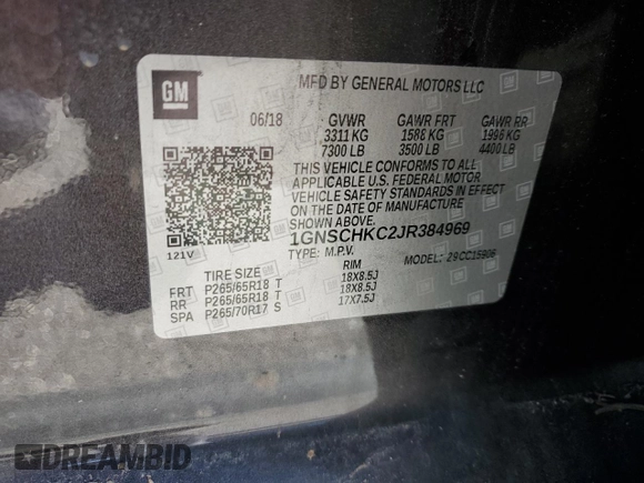 2018 Chevrolet Suburban LT with VIN 1GNSCHKC2JR384969, listed as a Copart auction lot 48212975 with 136,867 mi miles and Salvage Title. Bid and sale history available at carsss.com. Image 13.