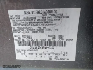 2009 Ford Flex Limited with VIN 2FMDK53C89BA90357, listed as a IAAI auction lot 41841726 with 212,653 mi miles. Bid and sale history available at carsss.com. Image 9.