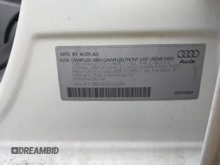 2006 Audi A4 2.0T z VIN WAUEF78E66A242594, wystawiony jako IAAI lot #41959505 z przebiegiem 144 669 mil mil oraz . Historia ofert i sprzedaży dostępna na DreamBid. Obrazek 9.