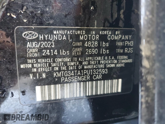 2023 Genesis G70 2.0T z VIN KMTG34TA1PU132593, wystawiony jako Copart lot #49231195 z przebiegiem 36 246 mil mil oraz Szkody całkowita. Historia ofert i sprzedaży dostępna na DreamBid. Obrazek 12.