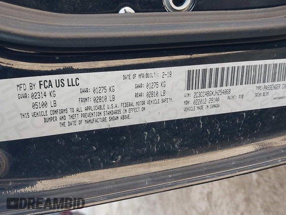 2018 Chrysler 300 S with VIN 2C3CCABGXJH254868, listed as a IAAI auction lot 41992014 with 173,593 mi miles and . Bid and sale history available at DreamBid. Image 9.