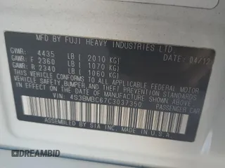 2012 Subaru Legacy Premium с VIN 4S3BMBC67C3037350, выставлен на аукционе Copart как лот 55862405 с пробегом 154 454 миль миль и Списание • Salvage title. История ставок и продаж доступна на DreamBid. Изображение 12.