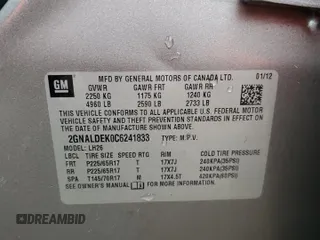 2012 Chevrolet Equinox 1LT z VIN 2GNALDEK0C6241833, wystawiony jako Copart lot #53895905 z przebiegiem 171 667 mil mil oraz Szkody całkowita. Historia ofert i sprzedaży dostępna na DreamBid. Obrazek 13.