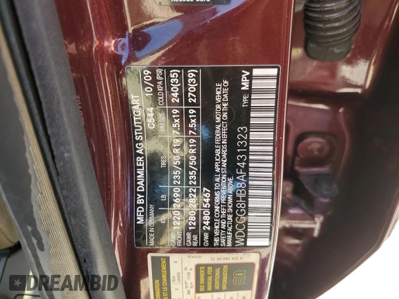2010 Mercedes-Benz GLK 350 with VIN WDCGG8HB8AF431323, listed as a Copart auction lot 53615625 with Not Provided miles and Salvage Title. Bid and sale history available at DreamBid. Image 16.