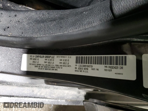 2015 Chrysler 200 S with VIN 1C3CCCBB9FN505720, listed as a Copart auction lot 89372565 with 108,206 mi miles and Salvage Title. Bid and sale history available at carsss.com. Image 14.