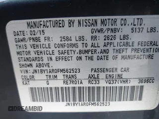 2015 Infiniti Q70 with VIN JN1BY1AR0FM562523, listed as a IAAI auction lot 41310831 with 73,870 mi miles and . Bid and sale history available at DreamBid. Image 9.