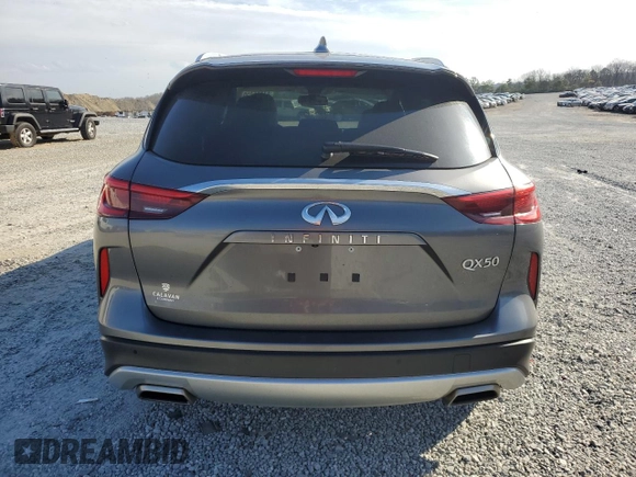 2021 Infiniti QX50 Luxe with VIN 3PCAJ5BA1MF126377, listed as a Copart auction lot 47115455 with 12,497 mi miles and Salvage title. Bid and sale history available at DreamBid. Image 6.