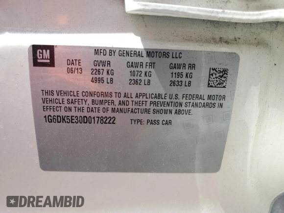 2013 Cadillac CTS Performance z VIN 1G6DK5E30D0178222, wystawiony jako Copart lot #59862415 z przebiegiem 149 702 mil mil oraz Szkoda całkowita • Salvage title. Historia ofert i sprzedaży dostępna na DreamBid. Obrazek 12.
