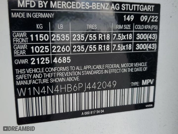 2023 Mercedes-Benz GLA with VIN W1N4N4HB6PJ442049, listed as a Copart auction lot 47623035 with 38,356 mi miles and Salvage Title. Bid and sale history available at carsss.com. Image 14.