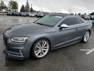 2018 Audi S5 Coupe Premium Plus with VIN WAUP4AF56JA010181, listed as a Copart auction lot 44443495 with 77,930 mi miles and Salvage Title. Bid and sale history available at carsss.com. Image 1.