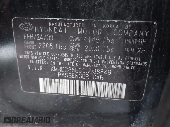 2009 Hyundai Elantra Touring с VIN KMHDC86E39U038849, выставлен на аукционе IAAI как лот 41683921 с пробегом 133 045 миль миль и . История ставок и продаж доступна на DreamBid. Изображение 9.