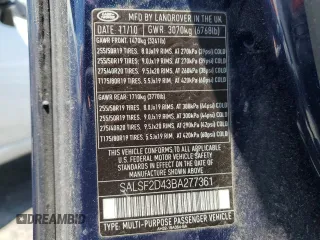 2011 Land Rover Range Rover Sport HSE with VIN SALSF2D43BA277361, listed as a Copart auction lot 59402525 with 123,623 mi miles and Clean title. Bid and sale history available at DreamBid. Image 13.