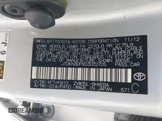 2013 Toyota Prius with VIN JTDKN3DPXD3032705, listed as a IAAI auction lot 42014728 with 133,389 mi miles and . Bid and sale history available at DreamBid. Image 9.