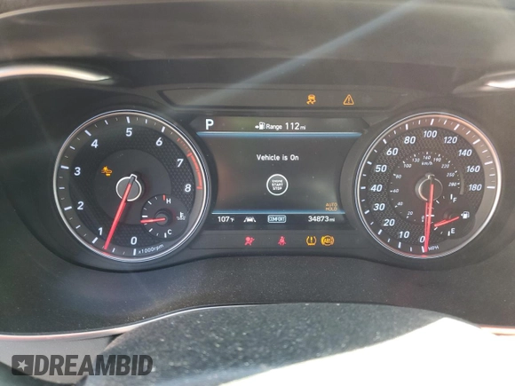2019 Genesis G70 Advanced with VIN KMTG34LE5KU031794, listed as a Copart auction lot 56139885 with 34,873 mi miles and Salvage title. Bid and sale history available at DreamBid. Image 9.