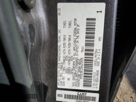 2021 Toyota Tundra 2WD SR5 with VIN 5TFEY5F13MX272535, listed as a Copart auction lot 52423015 with 191,122 mi miles and Salvage Title. Bid and sale history available at carsss.com. Image 12.