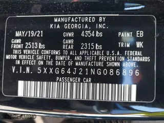2022 Kia K5 GT-Line with VIN 5XXG64J21NG086896, listed as a IAAI auction lot 41868072 with 67,202 mi miles. Bid and sale history available at carsss.com. Image 9.