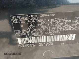 2009 Toyota RAV4 Limited with VIN JTMBF31VX9D000273, listed as a IAAI auction lot 42529855 with 181,795 mi miles and . Bid and sale history available at DreamBid. Image 9.