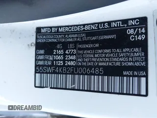 2015 Mercedes-Benz C-Class C 300 Luxury with VIN 55SWF4KB2FU006485, listed as a IAAI auction lot 41577703 with 116,099 mi miles. Bid and sale history available at carsss.com. Image 9.