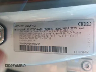 2015 Audi A3 Premium Plus with VIN WAUEFGFF5F1021242, listed as a Copart auction lot 55967015 with 31,658 mi miles and Salvage title. Bid and sale history available at DreamBid. Image 13.
