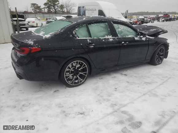 2023 BMW M5 with VIN WBS83CH05PCL17144, listed as a Copart auction lot 44081215 with 0 mi miles and Salvage Title. Bid and sale history available at carsss.com. Image 3.