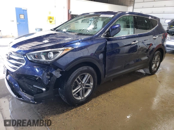 2018 Hyundai Santa Fe 2.4L z VIN 5XYZTDLB4JG553894, wystawiony jako Copart lot #56859585 z przebiegiem 97 313 mil mil oraz Szkoda całkowita • Salvage title. Historia ofert i sprzedaży dostępna na DreamBid. Obrazek 1.