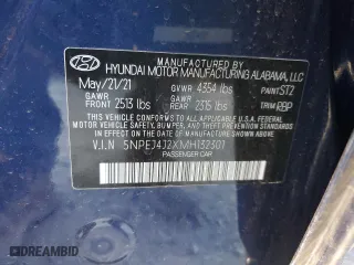 2021 Hyundai Sonata SEL Plus with VIN 5NPEJ4J2XMH132301, listed as a Copart auction lot 46515995 with 54,997 mi miles and Salvage Title. Bid and sale history available at carsss.com. Image 13.