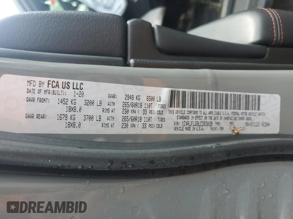 2020 Jeep Grand Cherokee Trailhawk with VIN 1C4RJFLG9LC263039, listed as a Copart auction lot 60395755 with 62,886 mi miles and Clean title. Bid and sale history available at DreamBid. Image 13.