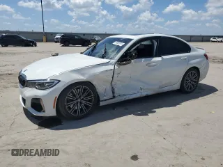 2020 BMW 3 Series M340i z VIN WBA5U7C02LFH63234, wystawiony jako Copart lot #54082815 z przebiegiem Nie podano mil oraz Szkoda całkowita • Salvage title. Historia ofert i sprzedaży dostępna na DreamBid. Obrazek 1.