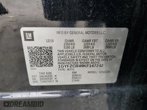 2019 Cadillac XT4 FWD Premium Luxury z VIN 1GYFZCR49KF147242, wystawiony jako Copart lot #55483215 z przebiegiem 94 990 mil mil oraz Szkoda całkowita • Salvage title. Historia ofert i sprzedaży dostępna na DreamBid. Obrazek 13.