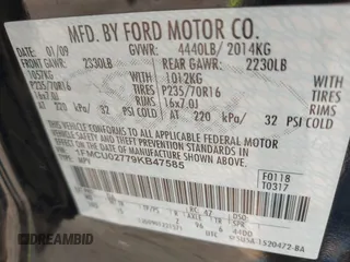 2009 Ford Escape XLS with VIN 1FMCU02779KB47585, listed as a IAAI auction lot 41898291 with 154,937 mi miles and . Bid and sale history available at DreamBid. Image 9.