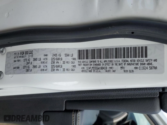 2016 Jeep Cherokee Limited with VIN 1C4PJMDS5GW188410, listed as a Copart auction lot 53299065 with 89,510 mi miles and Salvage Title. Bid and sale history available at DreamBid. Image 13.